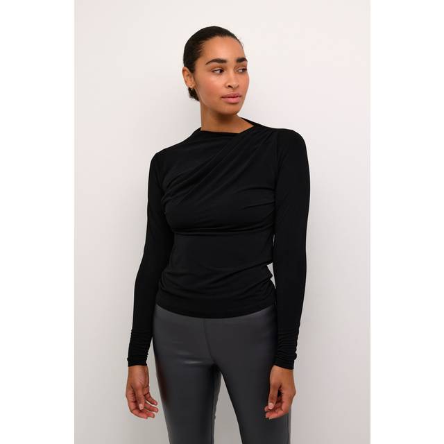 KAFFE Aida Jersey Blouse, Deep Black