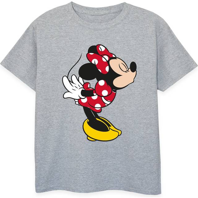 Disney - Kids Heather Minnie Mouse Kiss Printed T-Shirt - Grey - Age 5 - 6 Years