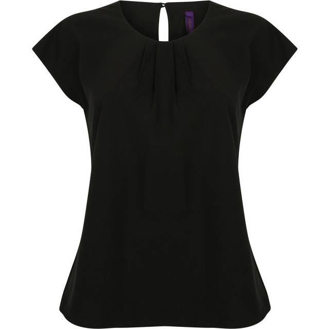 (18 UK, Black) Henbury Womens/Ladies Pleated Blouse