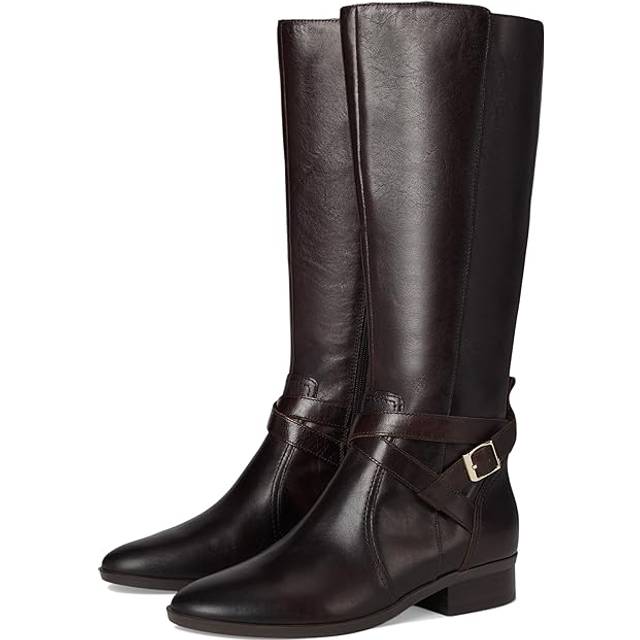 Naturalizer Rena 2 Riding Boots, Brown Leather, 12.0M Block Heels, Zip Closure