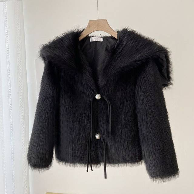 (xL 55-60kg, Black) 2024 Fashion Braided ArtificialFur Coat Women Winter Overcoat High Qua