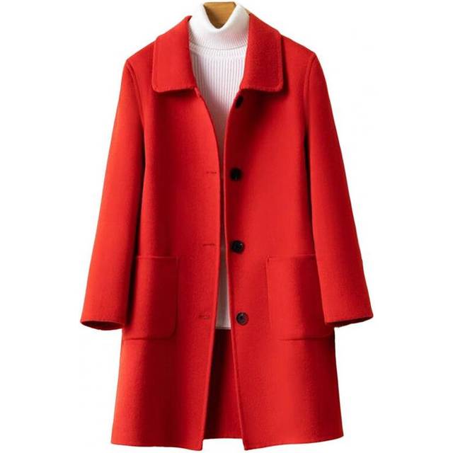 (L, Red) Popular Woolen Outerwear  Warm Skin-touching Winter Coat  Women Winter