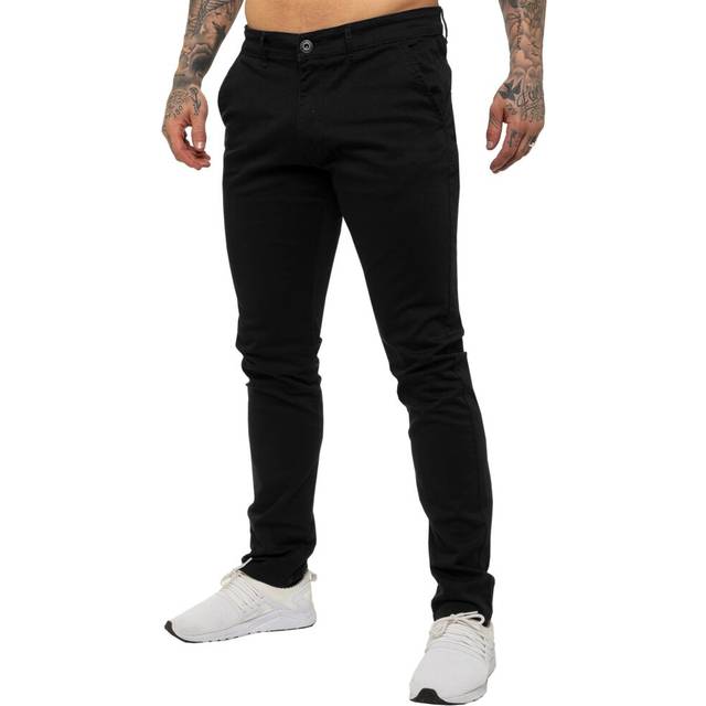 (30W/30L, Black) Enzo Mens Skinny Stretch Chinos
