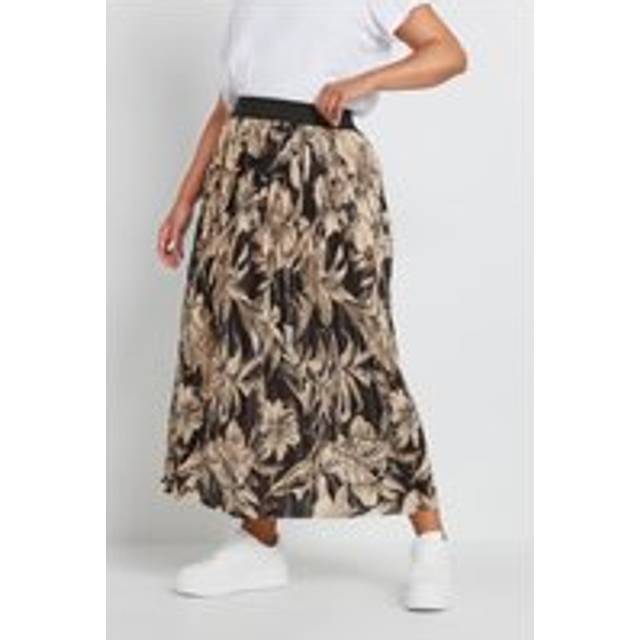 Yours Curve Black Floral Print Pleated Maxi Skirt, Women's Curve & Plus Size, Yours - 26-28