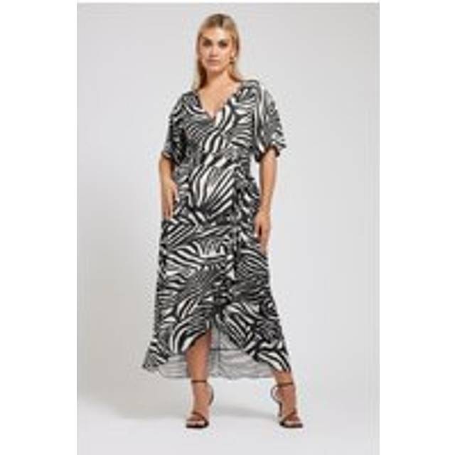 Yours London Curve White Zebra Print Ruffle Hem Maxi Dress, Women's Curve & Plus Size, Yours London - 30-32