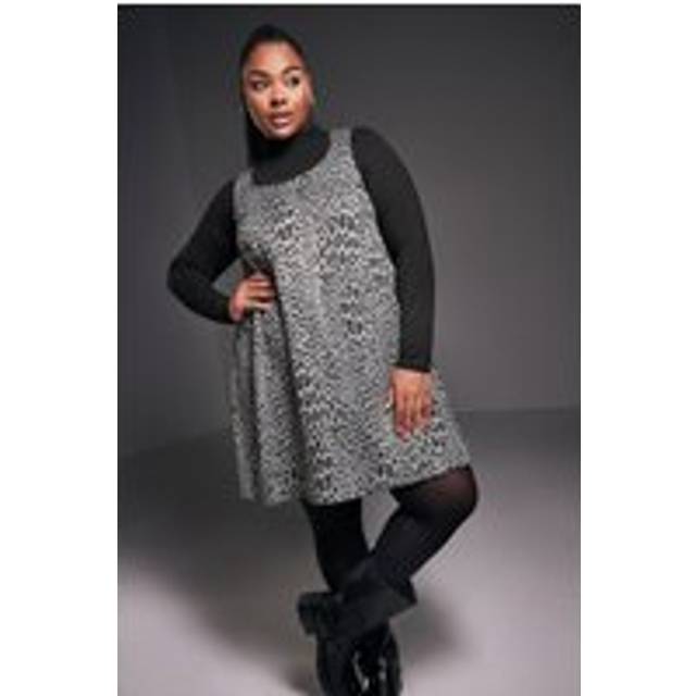 Yours Curve Grey Leopard Print Pinafore Dress, Women's Curve & Plus Size, Yours - 30-32