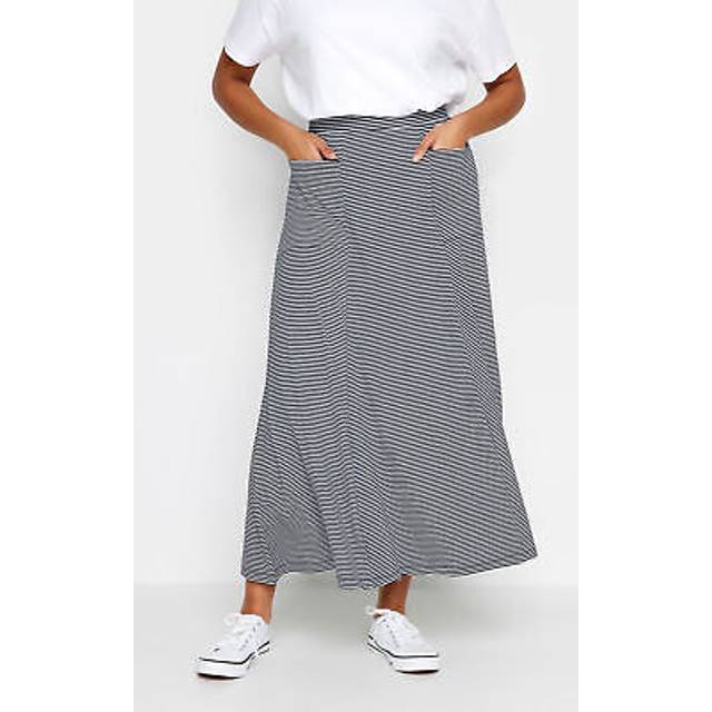M&Co Navy Blue & White Striped Pocket Maxi Skirt Regular > 12 M&Co Womens - Regular 12