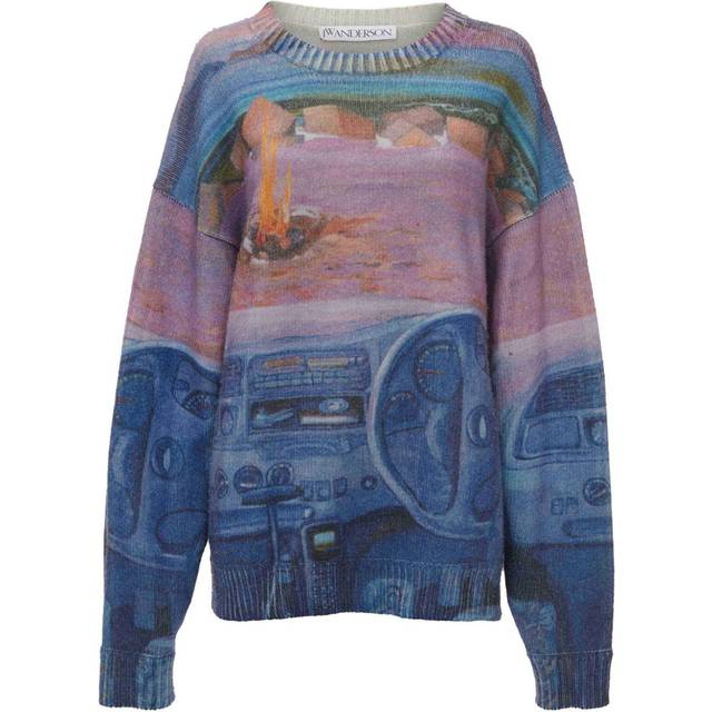 JW Anderson - printed jumper - women - Polyamide/Merino - S - Blue