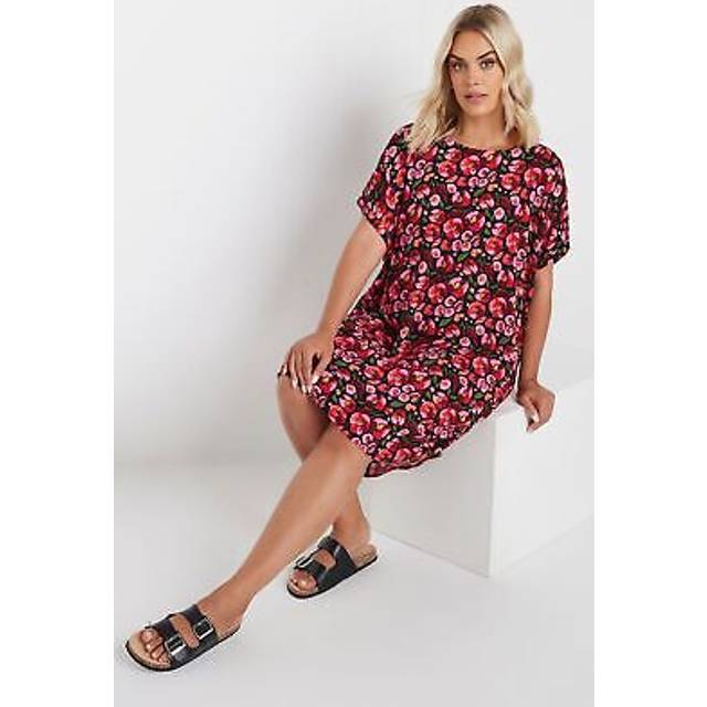 Yours Curve Pink Floral Print Tunic Dress, Women's Curve & Plus Size, Yours - 20