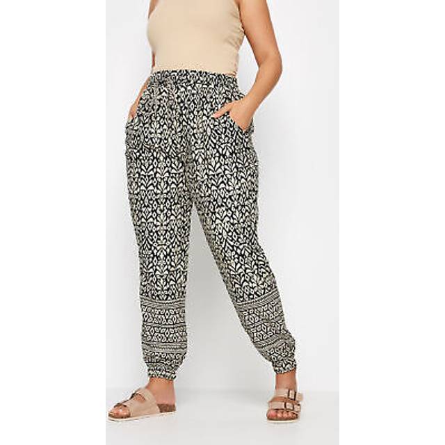Yours Curve Black Ikat Print Joggers, Women's Curve & Plus Size, Yours - 28