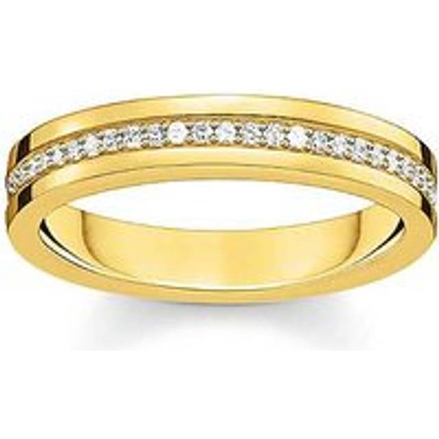 Thomas Sabo Womens Gold-plated Silver 18ct Yellow Sterling and Zirconia Band Ring 54mm - Gold-Plated Silver