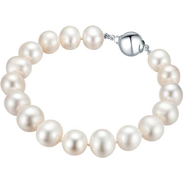 Valero Pearls Womens Female Fresh Water Cultured Pearl(s) Bracelet - White Sterling Silver - Size 18 cm