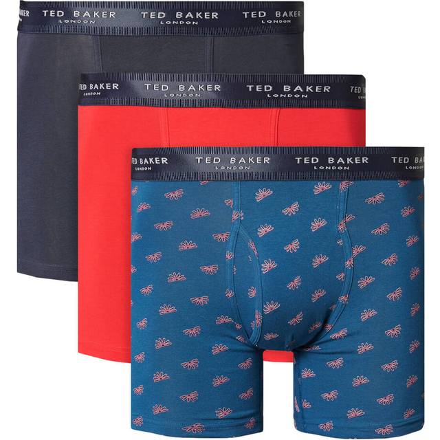 (S, Navy/Lychee/Gibraltar Sea Deposit) Ted Baker Mens 2021 3-Pack Cotton Contour Pouch Breathable Fashion Boxer Briefs