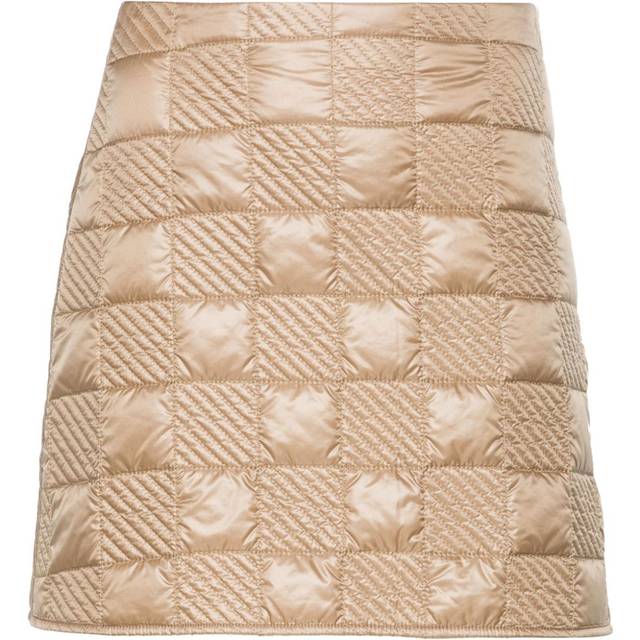 Moncler - logo-patch quilted miniskirt - women - Polyamide/Polyamide/Polyester/Cotton/Polyester - 40 - Brown