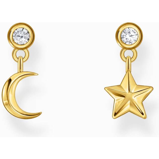 Thomas Sabo H2293-414-14 Vergoldete Ohrhänger Mond u. Stern Anhänger Damen