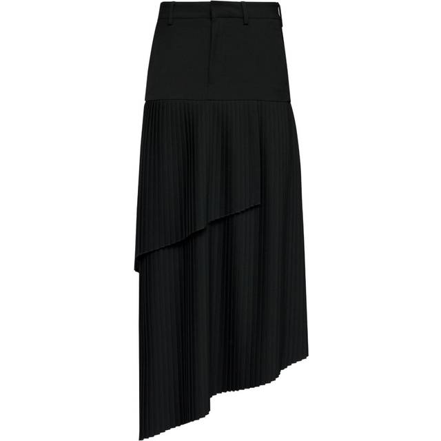 MM6 Maison Margiela - asymmetric fluid gabardine maxi skirt - women - Polyester/Viscose/Spandex/Elastane - 36 - Black