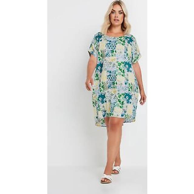 Yours Curve Green Tile Print Tunic Dress, Women's Curve & Plus Size, Yours - 30-32
