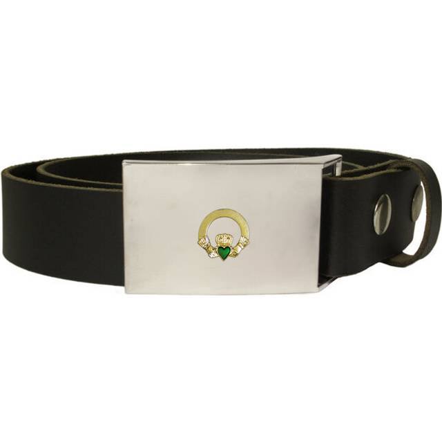 Irish Claddagh leather snap fit belt