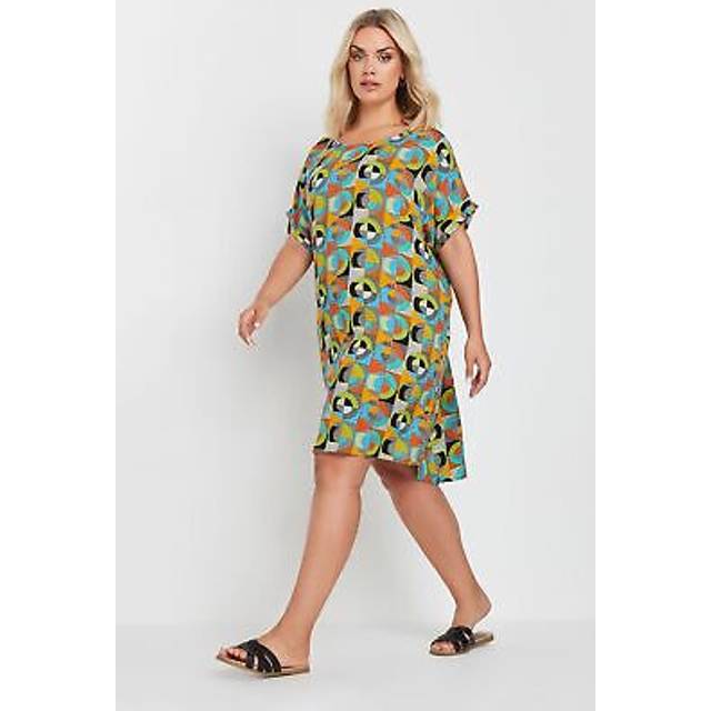 Yours Curve Orange & Blue Abstract Print Tunic Dress, Women's Curve & Plus Size, Yours - 30-32