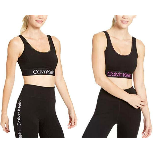 Calvin klein women's logo medium-impact sports bra, clearance sale