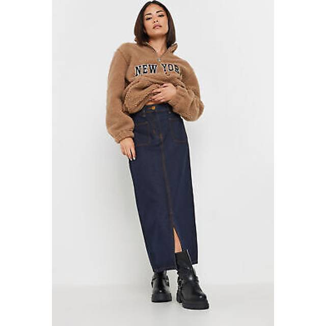 Pixiegirl Petite Dark Blue Pocket Patch Denim Skirt 16 Pixiegirl | Petite Women's Midaxi Skirts