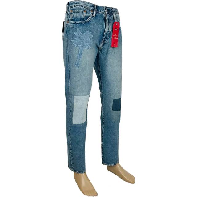 Levi's 502 blue warp stretch regular tapered fit palm patched jeans w36 l34