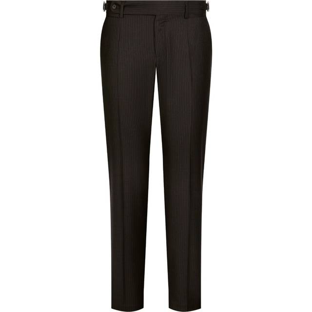 Dolce & Gabbana - tapered-leg pinstripe-pattern trousers - men - Virgin Wool - 54 - Black