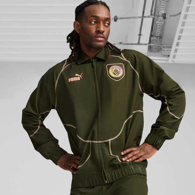 PUMA Manchester City Ftblstatement Track Jacket Men, Myrtle/Poppy Pink, size Large (Large)