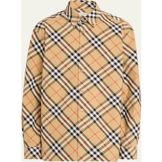 Burberry Regular Fit Check Cotton Shirt - Sand - M