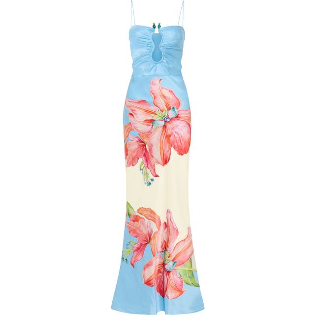 Orchid Oasis Strap Gown Blue Size 4