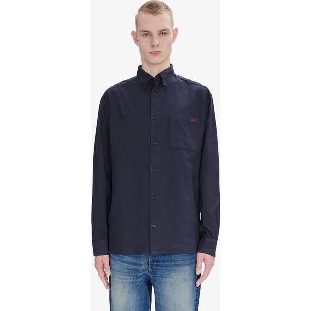 A.P.C., Casual Shirts, male, Blue, XL, Navy Blue Cotton Casual Shirt