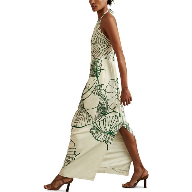 Lexi Floral Sketch Dress - WHITE/GREEN - Beginning with men's tailoring in 1970's London, Reiss' design philosophy has endured for over five decades, maintaining the distinctive tailoring, sharp cuts, and contemporary prints it has become famous for to create investment pieces destined to stay in your wardrobe for seasons to come.