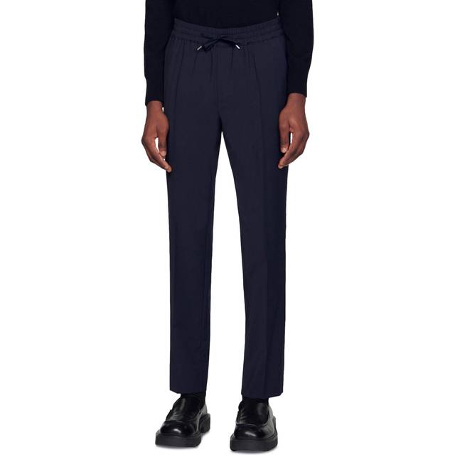 Pantalon droit élastiqué - Marine - 42