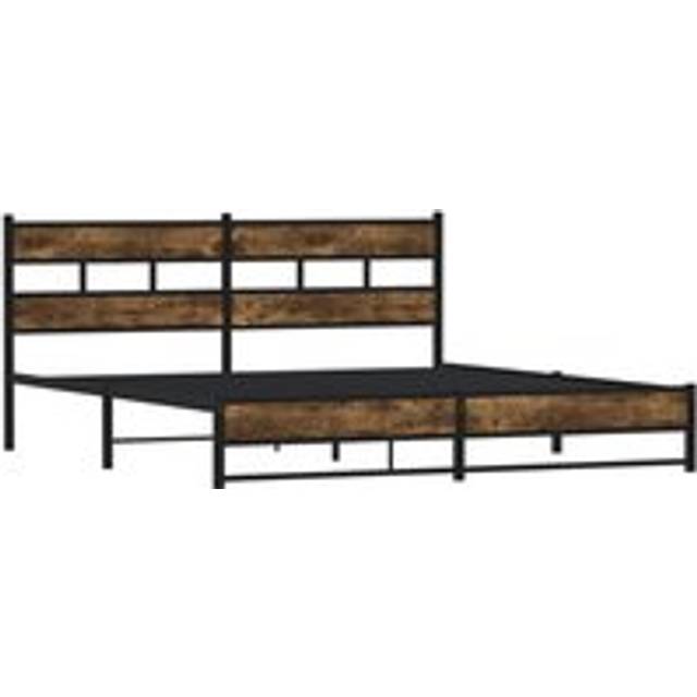 vidaXL Metal Bed Frame without Mattress Smoked Oak 180x200 cm Super King - Brown