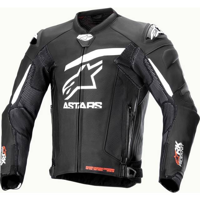 Alpinestars GP Plus R V4 Rideknit perforated Motorcycle Leather Jacket, black-white, Size 48 for Men