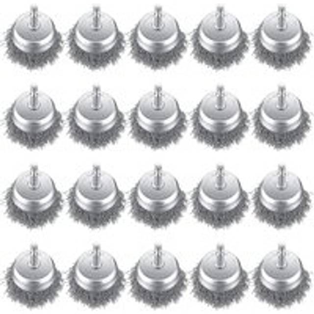 20 Pack Wire Cup Brush 2 Inch Coarse Crimped Steel with 1/4 Hex Shank Wheel for Polishing Grinder