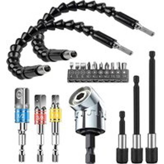 Flexible Drill Bit Extension Set , Hex Shank 105°Right Angle Attachment, Universal Socket Adapter