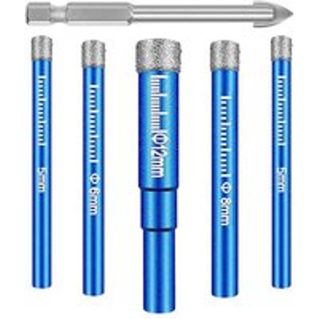 Tlily - Dry Diamond Drill Bits Set Diamond Hole Saw Kit with 6mm Hex Tile Drill Bits for Granite Marble Porcelain Tile Ceramic