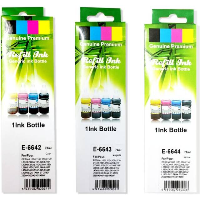 Compatible Set Of 3 Colour Refill Ink Bottles 3x70ml For Epson Et2500 Et2550 Et4500 Et4550