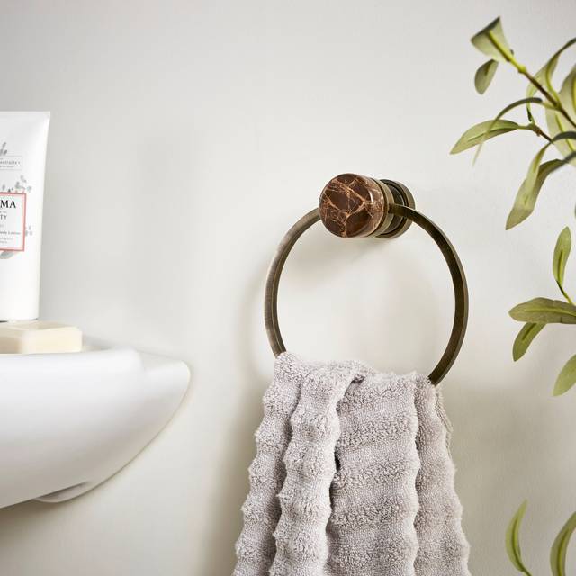 Dorma Purity Marble Towel Ring - Brass