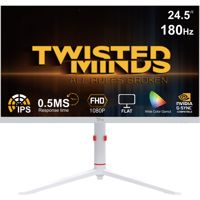 Twisted Minds Artic Pro Series 24” FHD, 180Hz, Fast IPS, 0.5ms Gamingskärm
