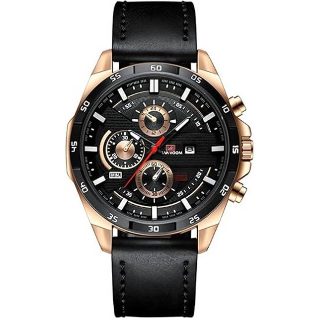 Men's Sports Watch, Leather Belt Business Calendar Student Waterproof Watch Casual Quartz Wrist Watch