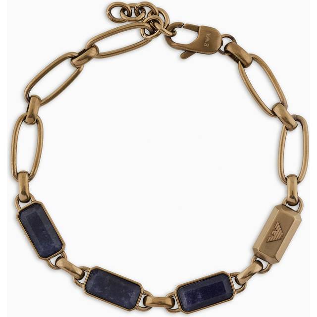 Blue Stone with IP Antique Gold-Plating Chain Bracelet