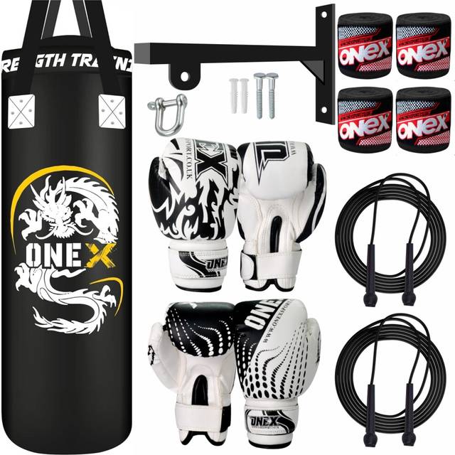 (Black Set) Heavy Filled Boxing Punch Bag Set Punching Bag 3ft