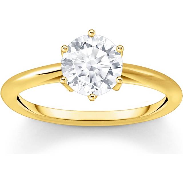 Thomas Sabo TR2474-414-14-56 Vergoldeter Ring mit Weißem Stein im Brillantschliff Damen