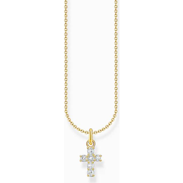 Thomas Sabo Womens Gold-plated & Cz Cross 18ct Yellow Sterling Silver and Zirconia Pendant Necklace 45cm - Gold-Plated & CZ