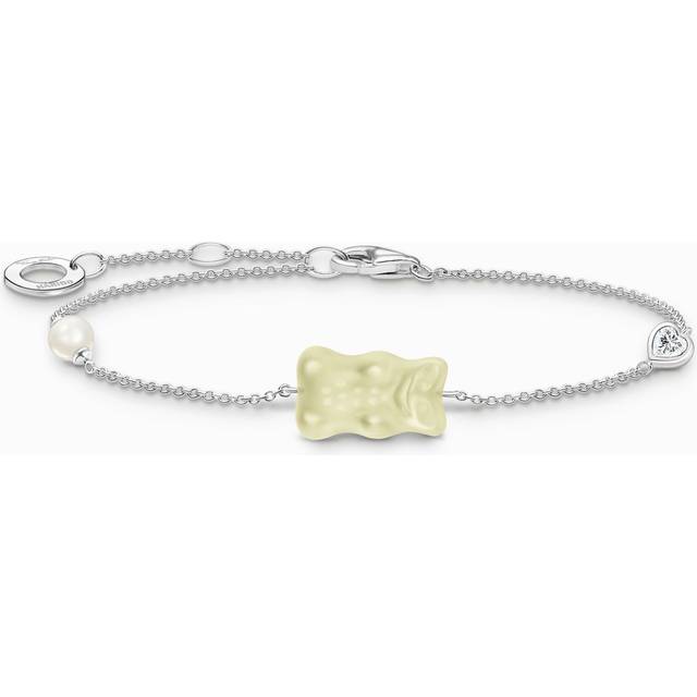 Thomas Sabo Silver bracelet with white goldbears, freshwater pearl & zirconia white A2151-052-14-L19V - silver-coloured/white - 19 cm