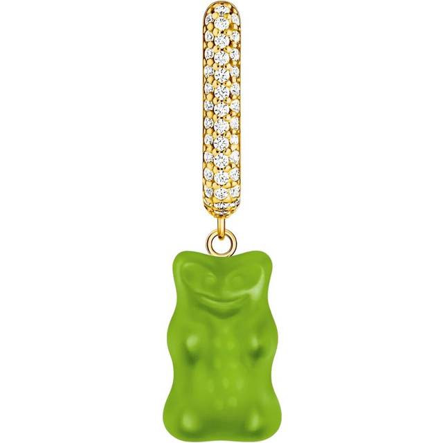 Thomas Sabo CR727-414-6 Vergoldete Einzel-Creole mit grünem Goldbären in Midiversion Damen