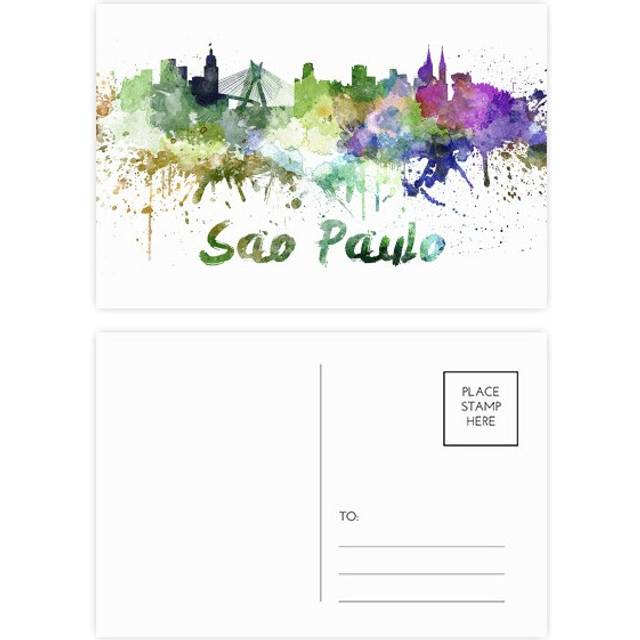 Sao Paula Brazil City Watercolor Postcard Set Birthday Mailing Thanks Greeting Card