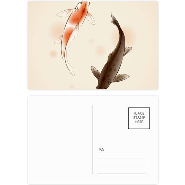 Traditional Chinese Japanese Lucky Fish Postcard Set Birthday Mailing Thanks Greeting Card